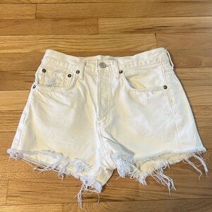 Agolde Creme Off White Parker Distressed Denim Shorts Sz 23